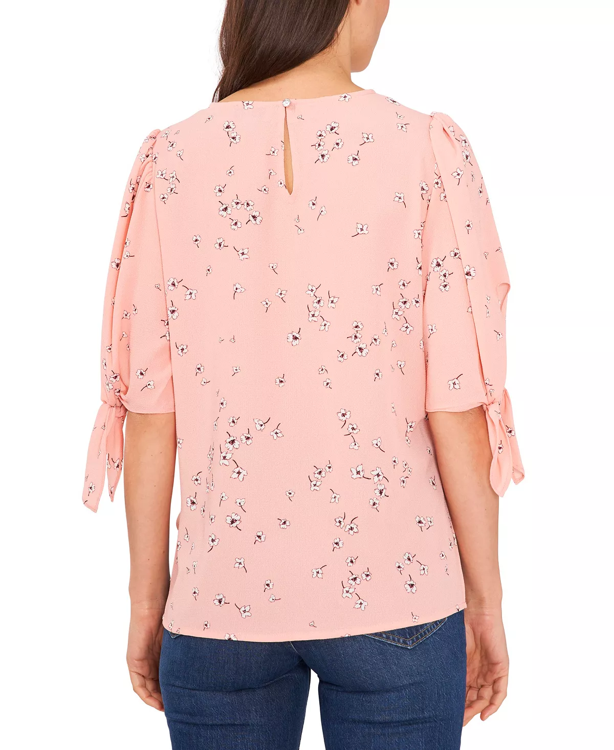 CeCe Women's Bow Detail Printed Puff Sleeve Blouse Top 2 CeCe Women's Bow Detail Printed Puff Sleeve Blouse Top - Image 2