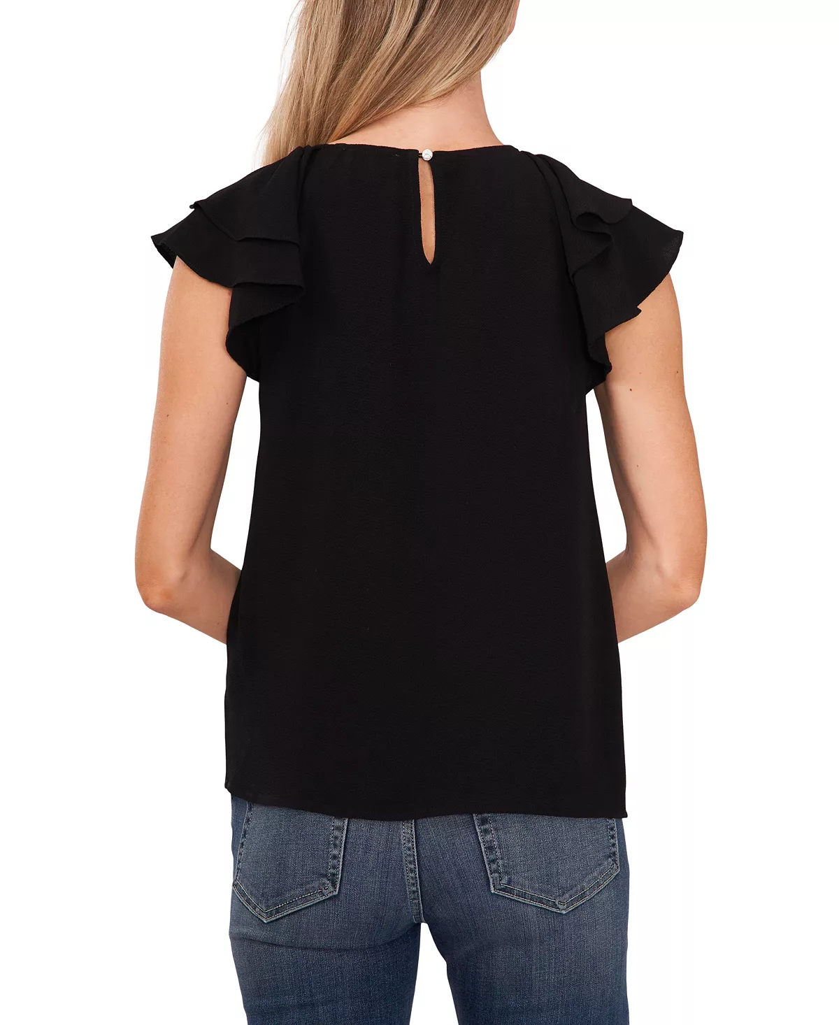 CeCe Women's Pleat Front Flutter Sleeve Blouse 2 CeCe Women's Pleat Front Flutter Sleeve Blouse - Image 2