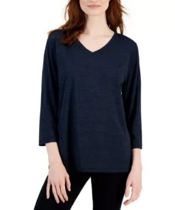 Karen Scott Women's 3/4-Sleeve Top, Created For Macy's -CeCe cloth-shop 22031058 fpx