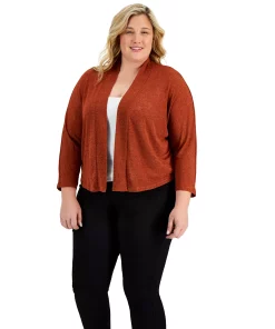 Kasper Plus Size Open-Front Cardigan Sweater -CeCe cloth-shop 22033558 fpx