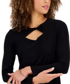 Kasper Women's 3/4-Sleeve Twisted Neck Top -CeCe cloth-shop 22103029 fpx