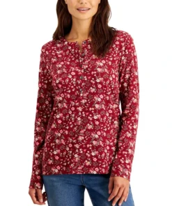 Style & Co Women's Buttoned Long Sleeve Top, Created For Macy's