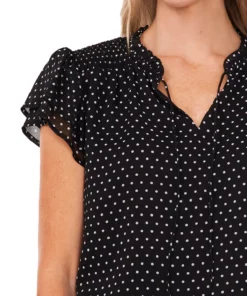 CeCe Women's Printed Flutter-Sleeve Top -CeCe cloth-shop 22152630 fpx