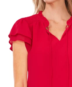 CeCe Women's Yoryu Flutter Sleeve Blouse -CeCe cloth-shop 22156310 fpx