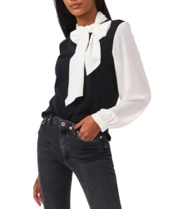 CeCe Women's Mix-Media Knit Top