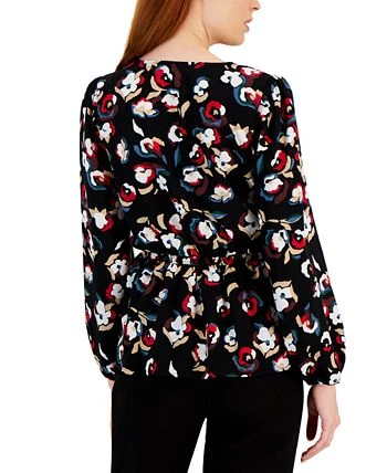 Alfani Women's Smocked Peplum V-Neck Blouse, Created For Macy's 2 Alfani Women's Smocked Peplum V-Neck Blouse, Created For Macy's - Image 2