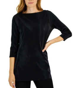 Alfani Women's Textured Pleated Split-Hem Tunic, Created For Macy's