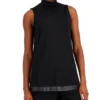Anne Klein Women's Faux-Leather Trim Mock Neck Tunic