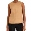 Anne Klein Women's Topstitched Sleeveless Faux-Suede Shell