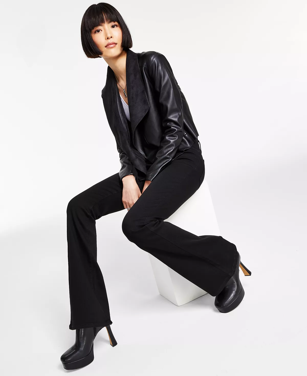 Bar III Women's Faux-Leather Flyaway Jacket, Created For Macy's 4 Bar III Women's Faux-Leather Flyaway Jacket, Created For Macy's - Image 4