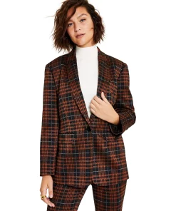 Bar III Women's Plaid Notch-Collar Blazer, Created For Macy's -CeCe cloth-shop 22170607 fpx