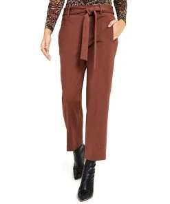 Bar III Women's Tie-Waist Straight-Leg Ankle Pants, Created For Macy's