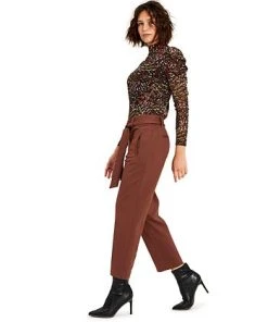 Bar III Women's Tie-Waist Straight-Leg Ankle Pants, Created For Macy's -CeCe cloth-shop 22170699 fpx