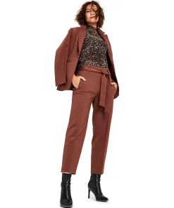 Bar III Women's Tie-Waist Straight-Leg Ankle Pants, Created For Macy's -CeCe cloth-shop 22170700 fpx
