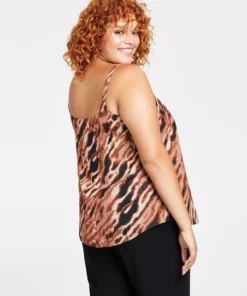 Bar III Plus Size Animal-Print Scoop-Neck Camisole, Created For Macy's -CeCe cloth-shop 22179796 fpx