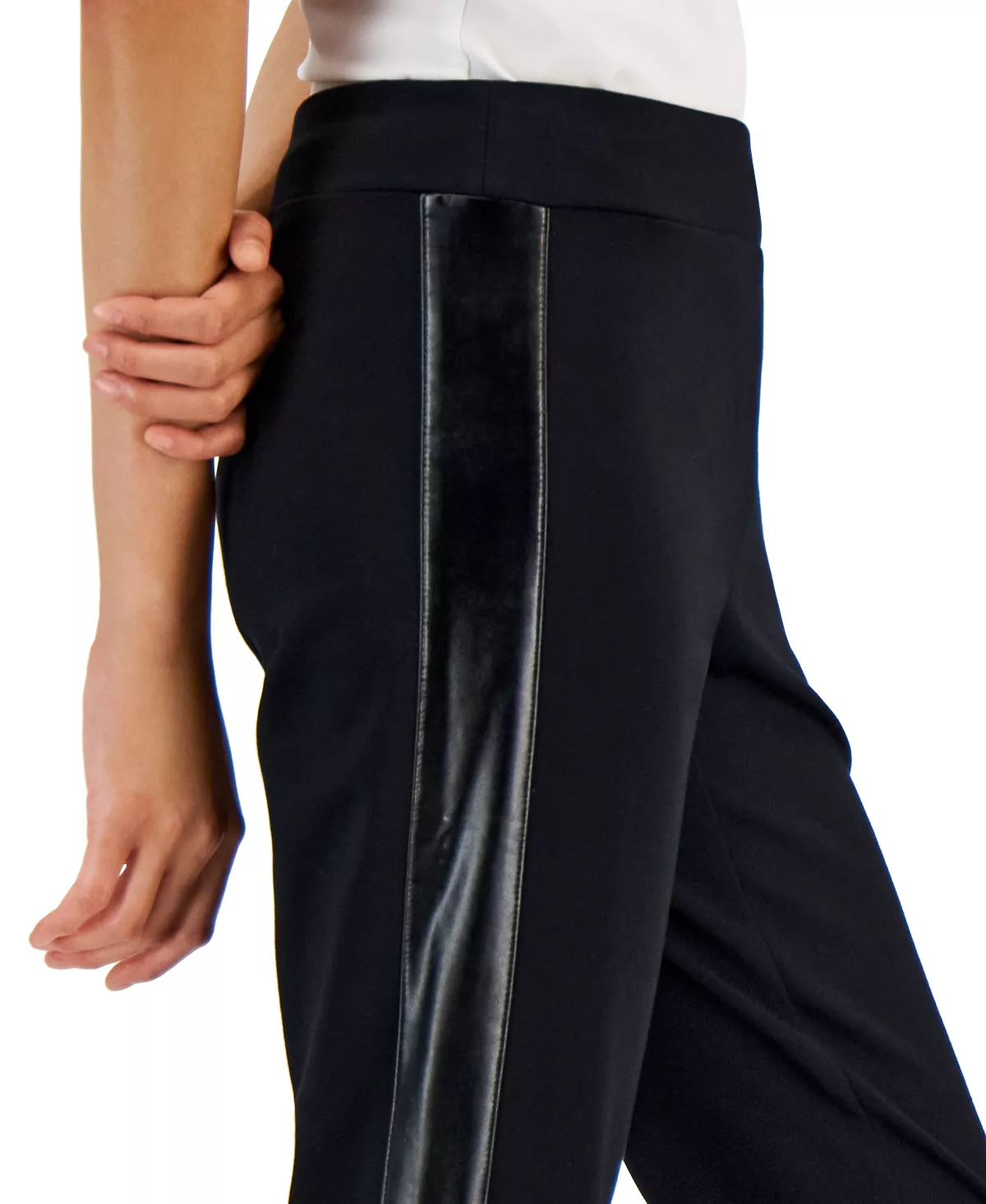 JM Collection Women's Pleather Side Panel Ponte Pants, Created For Macy's 4 JM Collection Women's Pleather Side Panel Ponte Pants, Created For Macy's - Image 4