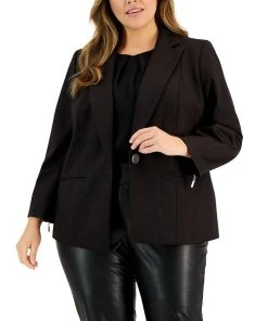 Kasper Plus Size Notched-Collar One-Button Jacket