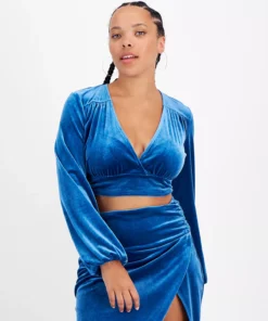 Bar III Women's Cropped Velvet Top, Created For Macy's