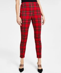Bar III Women's Plaid High Rise Pull-On Leggings, Created For Macy's