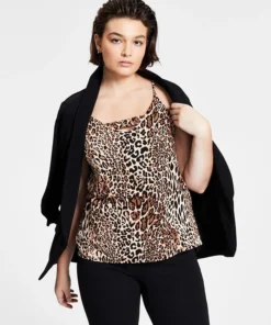 Bar III Zip Back Cheetah-Printed Camisole, Regular & Petite, Created For Macy's