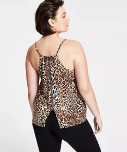 Bar III Zip Back Cheetah-Printed Camisole, Regular & Petite, Created For Macy's -CeCe cloth-shop 22190173 fpx