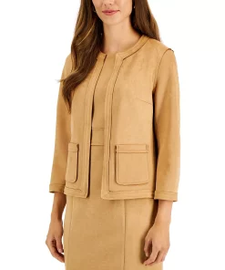 Kasper Women's Faux-Suede Framed Patch-Pocket Blazer