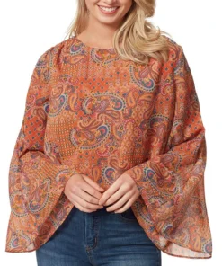 Jessica Simpson Women's Monique Ruched Trumpet-Sleeve Top