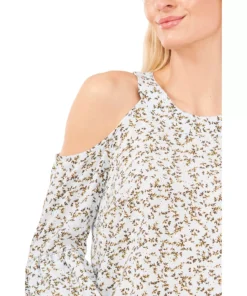 CeCe Women's Harmony Blossoms Cold Shoulder Blouse -CeCe cloth-shop 22212202 fpx