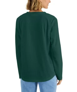 Karen Scott Women's Textured Microfleece V-Neck Top, Created For Macy's -CeCe cloth-shop 22220951 fpx