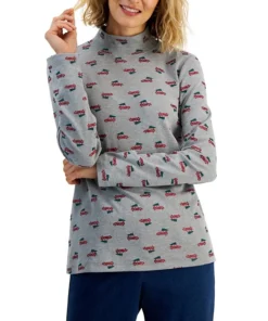 Karen Scott Women's Holiday Mock-Neck Top, Created For Macy's