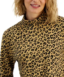 Karen Scott Women's Printed Mock-Neck Top, Created For Macy's -CeCe cloth-shop 22224282 fpx