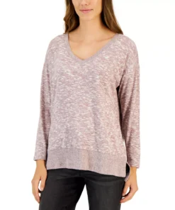 Style & Co Women's V-Neck Snit Top, Created For Macy's -CeCe cloth-shop 22241884 fpx