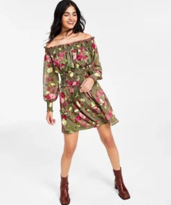 Bar III Women's Floral Print Off-The-Shoulder Top, Created For Macy's