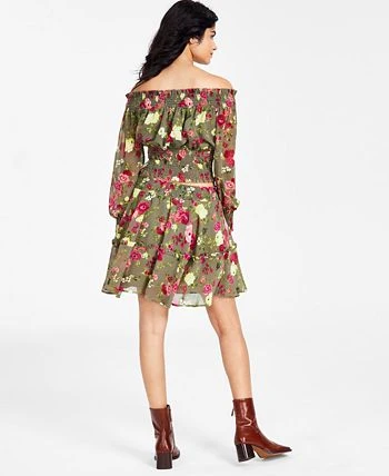 Bar III Women's Floral Print Off-The-Shoulder Top, Created For Macy's 2 Bar III Women's Floral Print Off-The-Shoulder Top, Created For Macy's - Image 2