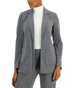 Anne Klein Women's Notched-Collar Herringbone Jacket -CeCe cloth-shop 22250724 fpx