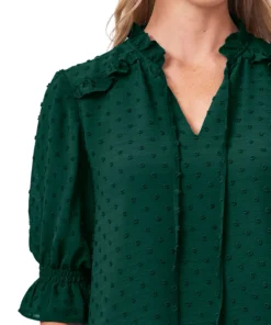 CeCe Split-Neck Clip-Dot Blouse -CeCe cloth-shop 22257439 fpx