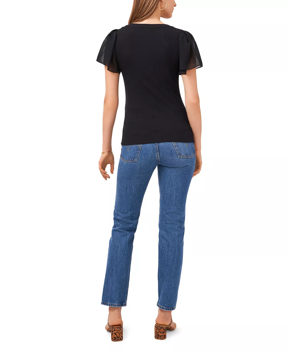 1.STATE Women's Flutter Short Sleeve V-Neck Top 6 1.STATE Women's Flutter Short Sleeve V-Neck Top - Image 6