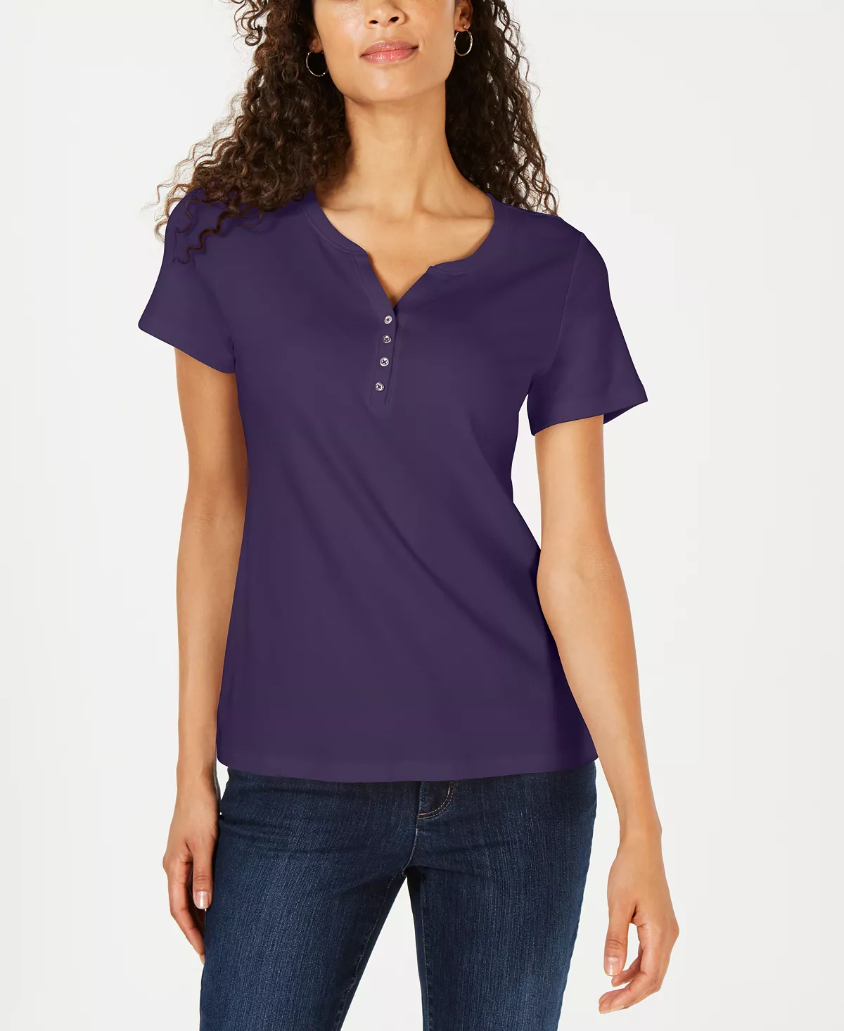 Karen Scott Hort Sleeve Henley Top, Created For Macy's 12 Karen Scott Hort Sleeve Henley Top, Created For Macy's - Image 12