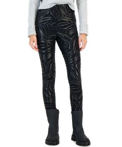 INC International Concepts Women's Animal-Print Metallic Ponté-Knit Skinny Pants, Created For Macy's