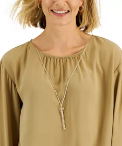 JM Collection Women's Smocked Necklace Top, Created For Macy's -CeCe cloth-shop 22269564 fpx