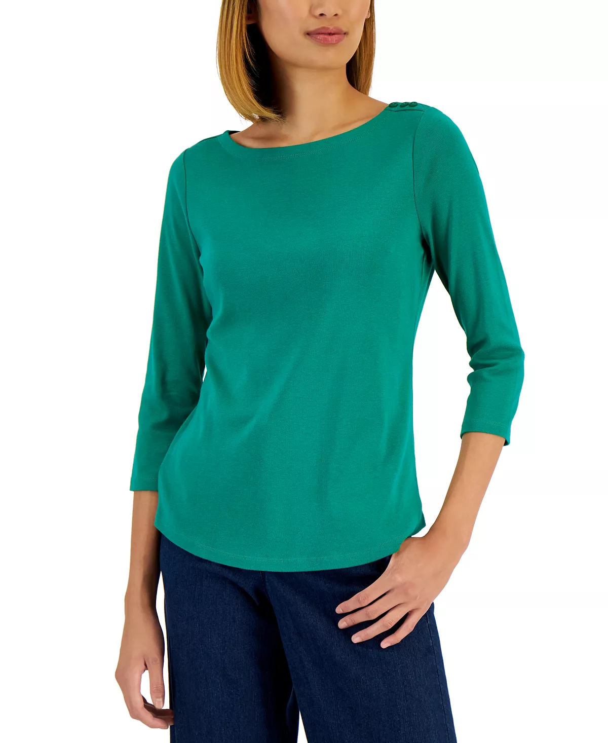 Charter Club Women's Pima Cotton Boat-Neck Top, Created For Macy's 1 Charter Club Women's Pima Cotton Boat-Neck Top, Created For Macy's