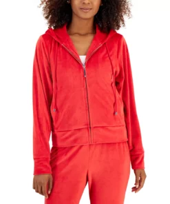 INC International Concepts Women's Velour Zip-Up Hoodie, Created For Macy's