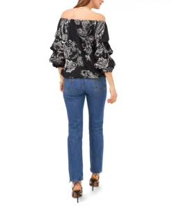 Vince Camuto Women's Bubble Sleeve Blooming Paisley Blouse -CeCe cloth-shop 22291724 fpx