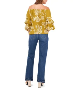 Vince Camuto Women's Bubble Sleeve Blooming Paisley Blouse -CeCe cloth-shop 22291730 fpx