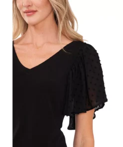 CeCe Women's Combo Flutter Sleeve V-neck Blouse 9 CeCe Women's Combo Flutter Sleeve V-neck Blouse -CeCe cloth-shop 22295502 fpx