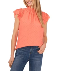 CeCe Women's Ruffled Flutter Sleeve Blouse