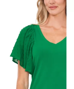 CeCe Women's Combo Flutter Sleeve V-neck Blouse 7 CeCe Women's Combo Flutter Sleeve V-neck Blouse -CeCe cloth-shop 22295587 fpx