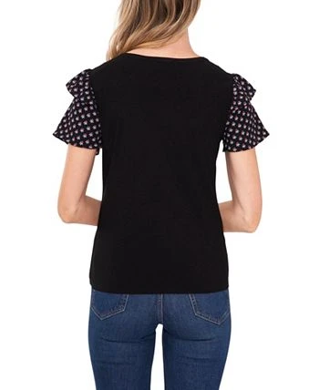 CeCe Women's Mixed Media Top 2 CeCe Women's Mixed Media Top - Image 2