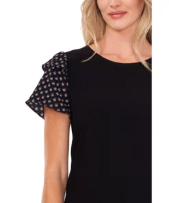 CeCe Women's Mixed Media Top 6 CeCe Women's Mixed Media Top -CeCe cloth-shop 22295620 fpx