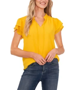 CeCe Women's Yoryu Flutter Sleeve Blouse